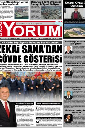 Ordu Yorum Gazetesi | Ordu'nun En Güncel Haber Gazetesi -20.02.2024 Manşeti