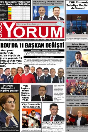 Ordu Yorum Gazetesi | Ordu'nun En Güncel Haber Gazetesi - 02.04.2024 Manşeti