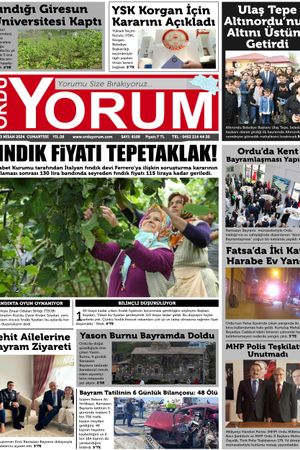 Ordu Yorum Gazetesi | Ordu'nun En Güncel Haber Gazetesi - 13.04.2024 Manşeti