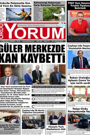 Ordu Yorum Gazetesi | Ordu'nun En Güncel Haber Gazetesi - 17.04.2024 Manşeti