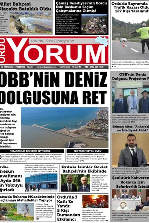 Ordu Yorum Gazetesi | Ordu'nun En Güncel Haber Gazetesi - 18.04.2024 Manşeti