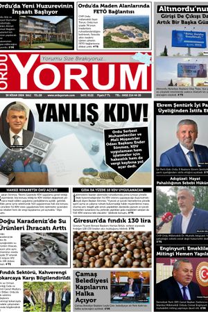 Ordu Yorum Gazetesi | Ordu'nun En Güncel Haber Gazetesi - 30.04.2024 Manşeti