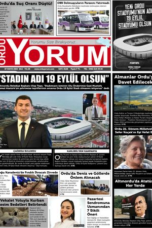 Ordu Yorum Gazetesi | Ordu'nun En Güncel Haber Gazetesi - 07.05.2024 Manşeti
