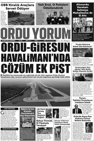 Ordu Yorum Gazetesi | Ordu'nun En Güncel Haber Gazetesi - 16.10.2024 Manşeti