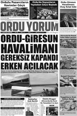 Ordu Yorum Gazetesi | Ordu'nun En Güncel Haber Gazetesi - 17.10.2024 Manşeti