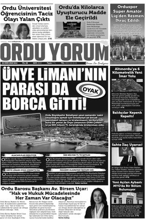 Ordu Yorum Gazetesi | Ordu'nun En Güncel Haber Gazetesi - 22.10.2024 Manşeti