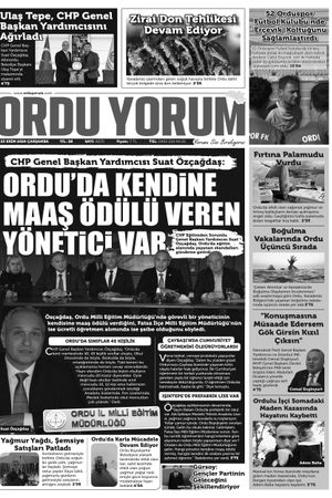 Ordu Yorum Gazetesi | Ordu'nun En Güncel Haber Gazetesi - 23.10.2024 Manşeti