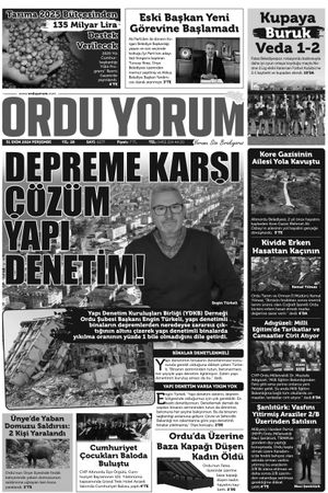 Ordu Yorum Gazetesi | Ordu'nun En Güncel Haber Gazetesi - 31.10.2024 Manşeti