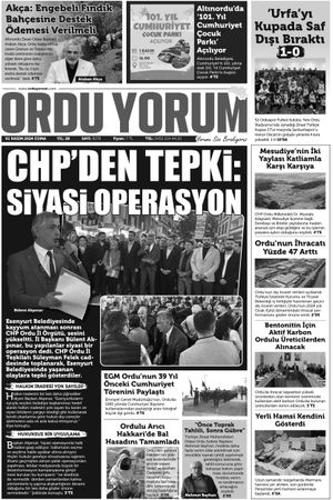 Ordu Yorum Gazetesi | Ordu'nun En Güncel Haber Gazetesi - 01.11.2024 Manşeti