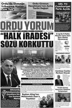 Ordu Yorum Gazetesi | Ordu'nun En Güncel Haber Gazetesi - 02.11.2024 Manşeti