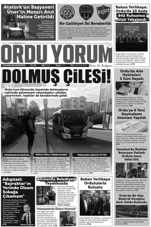 Ordu Yorum Gazetesi | Ordu'nun En Güncel Haber Gazetesi - 04.11.2024 Manşeti