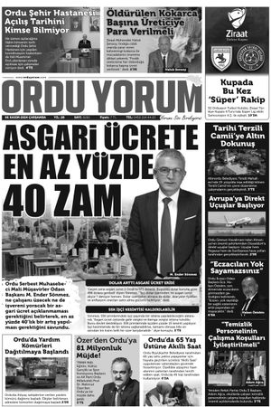 Ordu Yorum Gazetesi | Ordu'nun En Güncel Haber Gazetesi - 06.11.2024 Manşeti