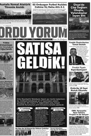 Ordu Yorum Gazetesi | Ordu'nun En Güncel Haber Gazetesi - 11.11.2024 Manşeti