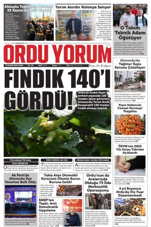 Ordu Yorum Gazetesi | Ordu'nun En Güncel Haber Gazetesi - 15.11.2024 Manşeti