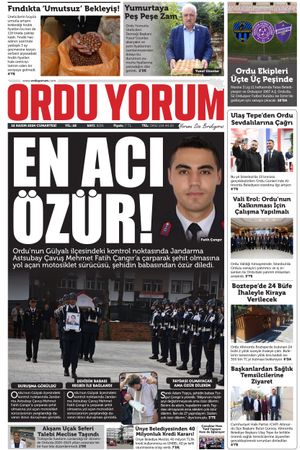 Ordu Yorum Gazetesi | Ordu'nun En Güncel Haber Gazetesi - 16.11.2024 Manşeti