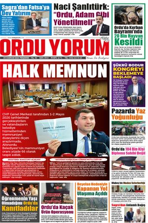 Ordu Yorum Gazetesi | Ordu'nun En Güncel Haber Gazetesi - 04.06.2026 Manşeti