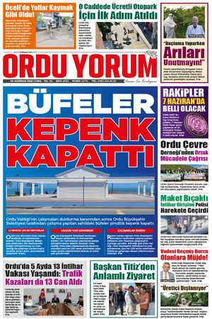 Ordu Yorum Gazetesi | Ordu'nun En Güncel Haber Gazetesi - 05.06.2026 Manşeti