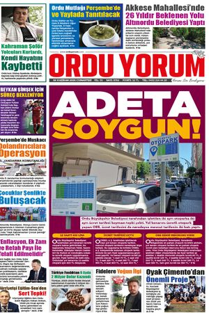 Ordu Yorum Gazetesi | Ordu'nun En Güncel Haber Gazetesi - 06.06.2026 Manşeti