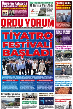 Ordu Yorum Gazetesi | Ordu'nun En Güncel Haber Gazetesi - 18.06.2026 Manşeti