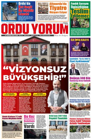 Ordu Yorum Gazetesi | Ordu'nun En Güncel Haber Gazetesi - 19.06.2026 Manşeti