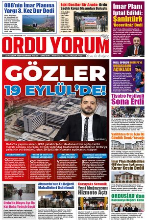 Ordu Yorum Gazetesi | Ordu'nun En Güncel Haber Gazetesi - 22.06.2026 Manşeti