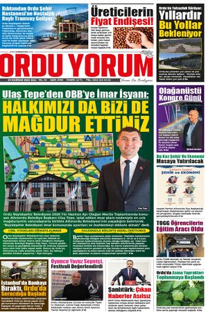 Ordu Yorum Gazetesi | Ordu'nun En Güncel Haber Gazetesi - 23.06.2026 Manşeti