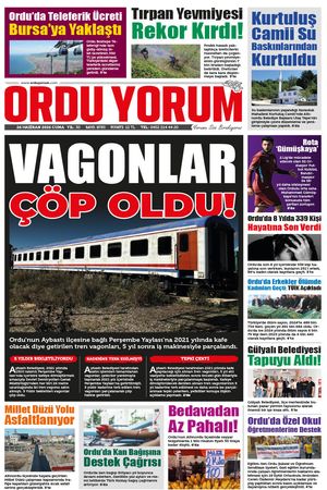 Ordu Yorum Gazetesi | Ordu'nun En Güncel Haber Gazetesi - 26.06.2026 Manşeti