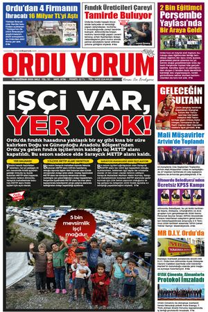 Ordu Yorum Gazetesi | Ordu'nun En Güncel Haber Gazetesi - 30.06.2026 Manşeti