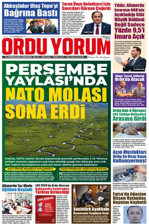 Ordu Yorum Gazetesi | Ordu'nun En Güncel Haber Gazetesi - 11.07.2026 Manşeti