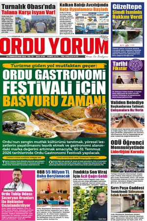 Ordu Yorum Gazetesi | Ordu'nun En Güncel Haber Gazetesi - 14.07.2026 Manşeti
