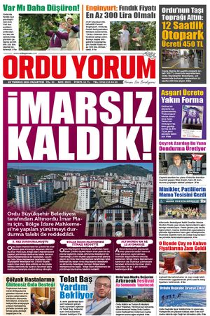 Ordu Yorum Gazetesi | Ordu'nun En Güncel Haber Gazetesi - 20.07.2026 Manşeti