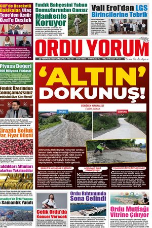 Ordu Yorum Gazetesi | Ordu'nun En Güncel Haber Gazetesi - 22.07.2026 Manşeti