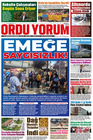 Ordu Yorum Gazetesi | Ordu'nun En Güncel Haber Gazetesi - 23.07.2026 Manşeti