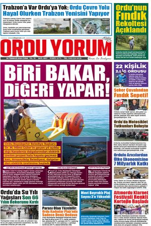 Ordu Yorum Gazetesi | Ordu'nun En Güncel Haber Gazetesi - 24.07.2026 Manşeti